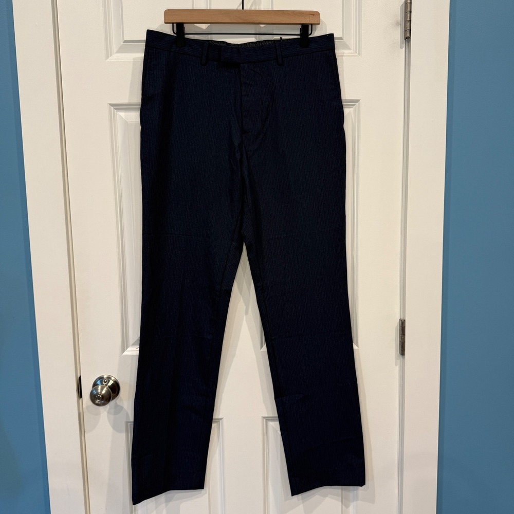 Banana Republic Slim Fit Pinstripe Performance Dress Pants Navy Blue Size 32x34